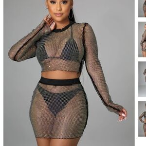 Rhinestone skirt set